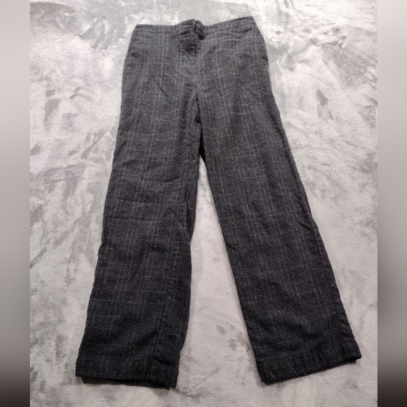 Eileen Fisher Full Length Straight in Charcoal Plaid Wool Blend Pants XS - Picture 1 of 9